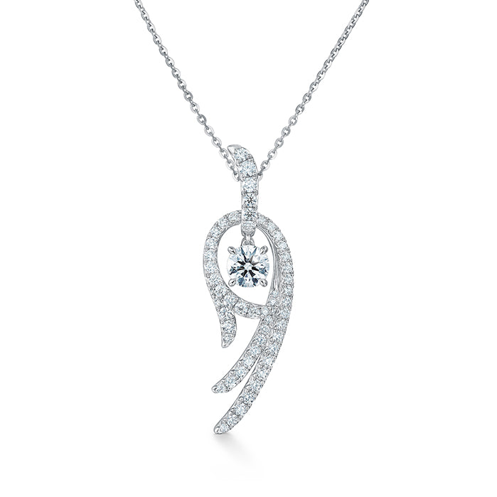 Vela Twisted 1.10Ct Diamond Twisted Pendant on Chain in 18K White Gold, 18"