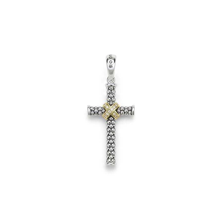 Anthem Diamond 25mm Cross Pendant in Sterling Silver and 18K Yellow Gold