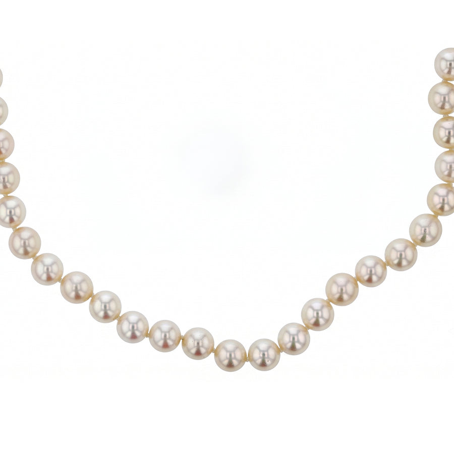 6.5x7mm Light Cream Rose Cultured Pearl Necklace in 14K Yellow Gold 24"