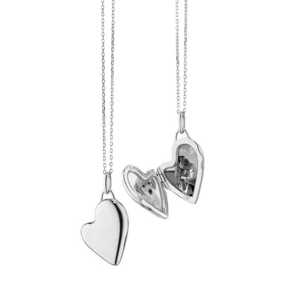 Petite Slim Heart Locket in Sterling Silver, 16-17" chain