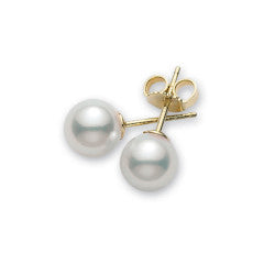 Everyday Essentials 7-7.5mm A Akoya Pearl Stud Earring in 18k Yellow Gold