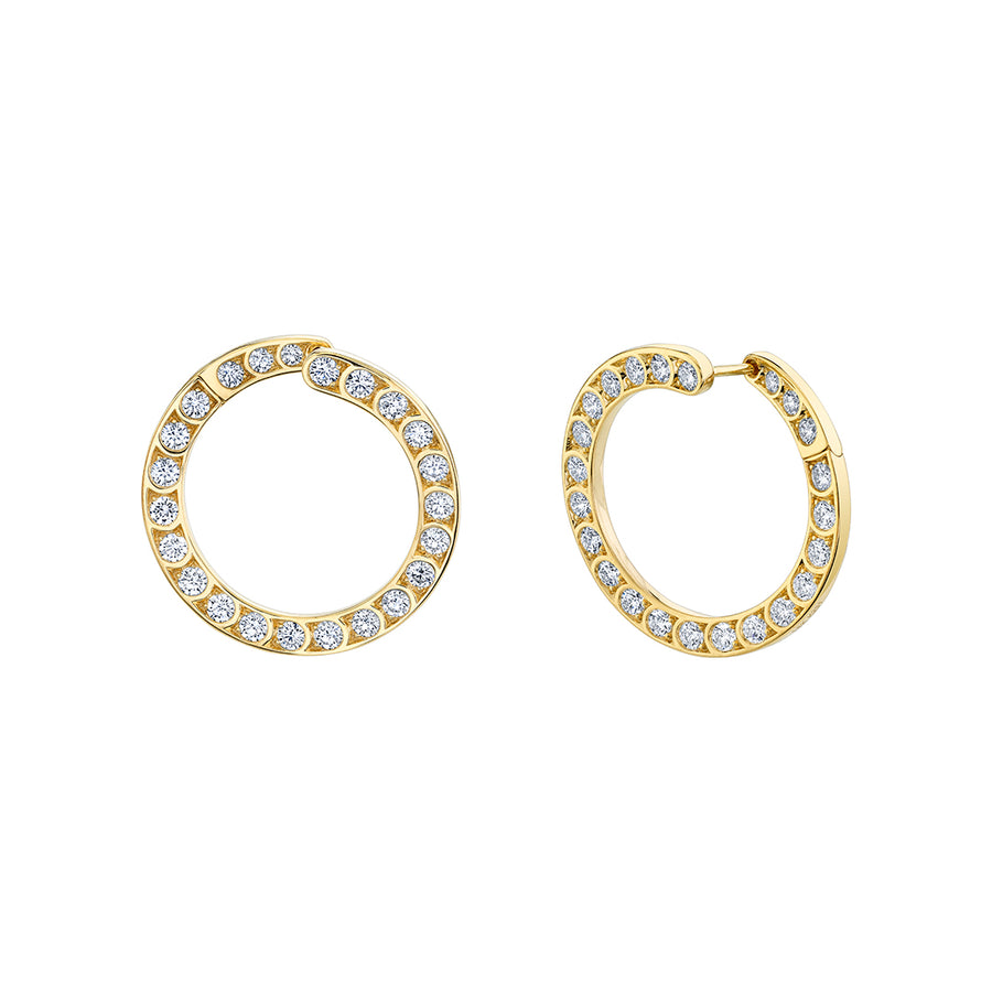 Scallop 2.63ct Diamond Artisan Pave Circle Earrings in 18K Yellow Gold