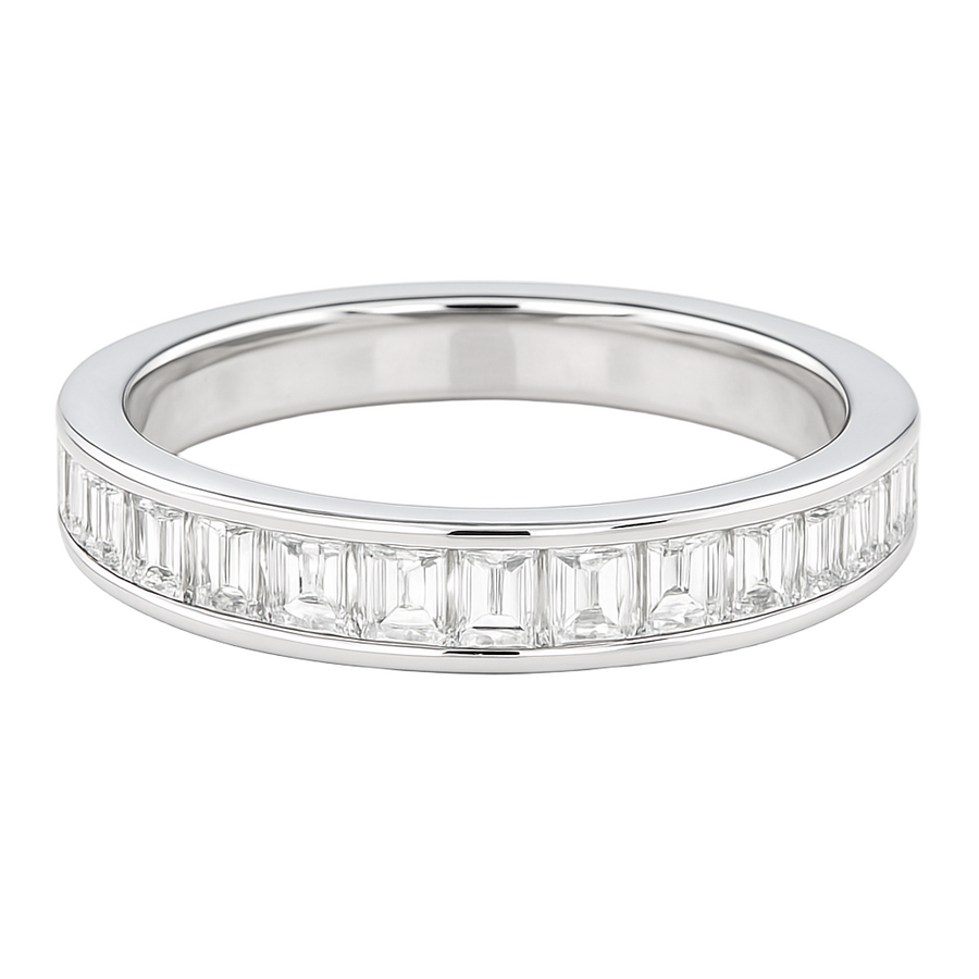 3.89ct Baguette Diamond Eternity Band in Platinum, size 6.5