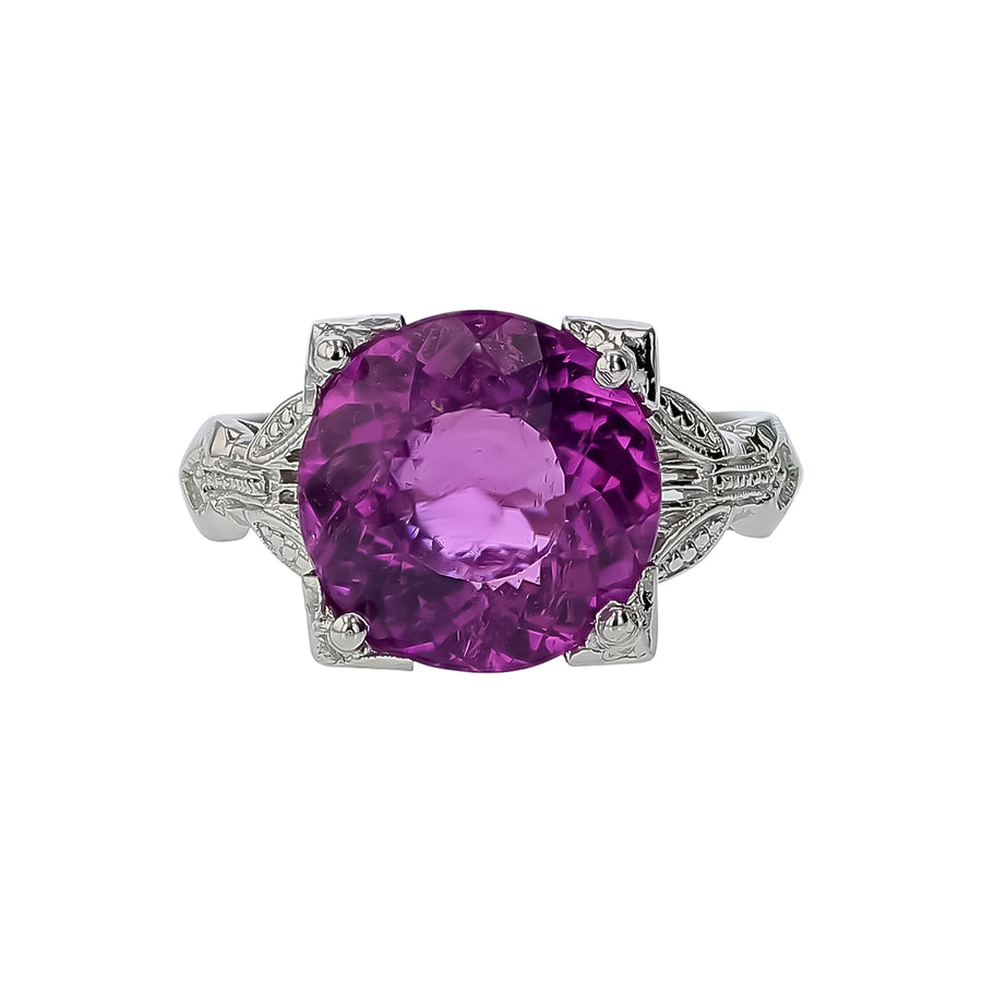 Art Deco 5.04ct Pink Tourmaline Ring in Platinum Circa 1930's, size 5.5