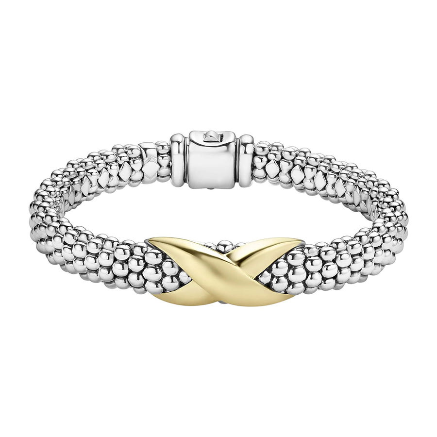 Embrace 9mm X Rope Bracelet in 18K Yellow Gold and Sterling Silver, size 7