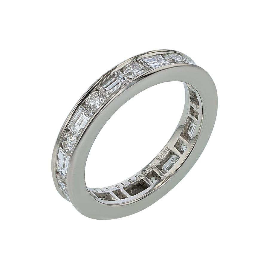 1.33ct Baguette Diamond and 0.71ct Round Diamond Band in Platinum, Size 6