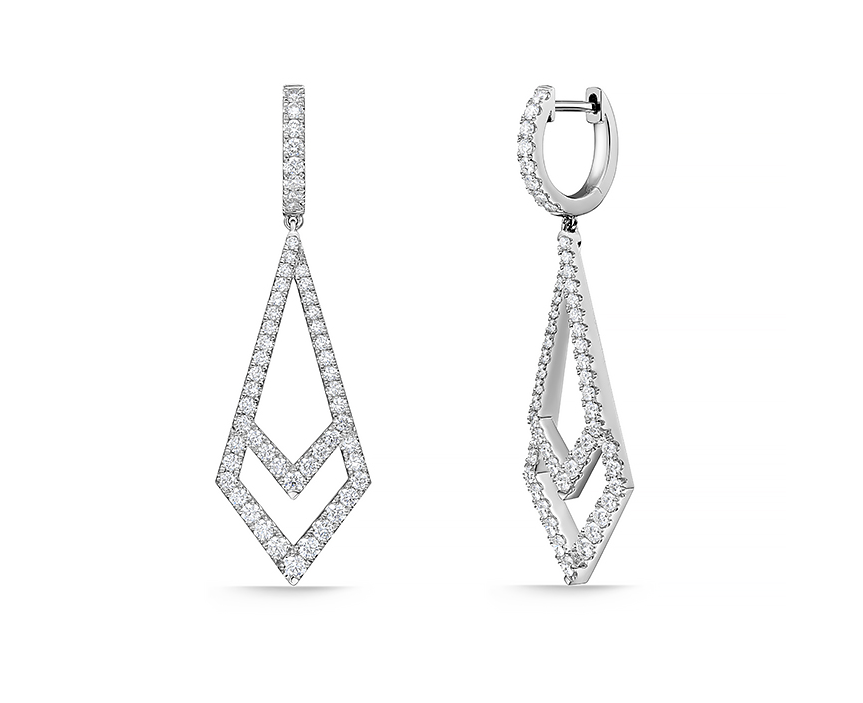 Essentials 1.55-1.80ct Diamond Kite Drop Earrings in 18K White Gold