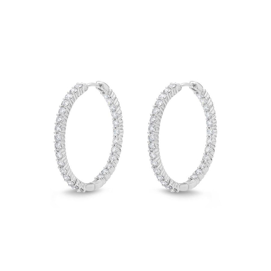 1.62-1.70ct Diamond Round Hinged Hoops in 18K White Gold