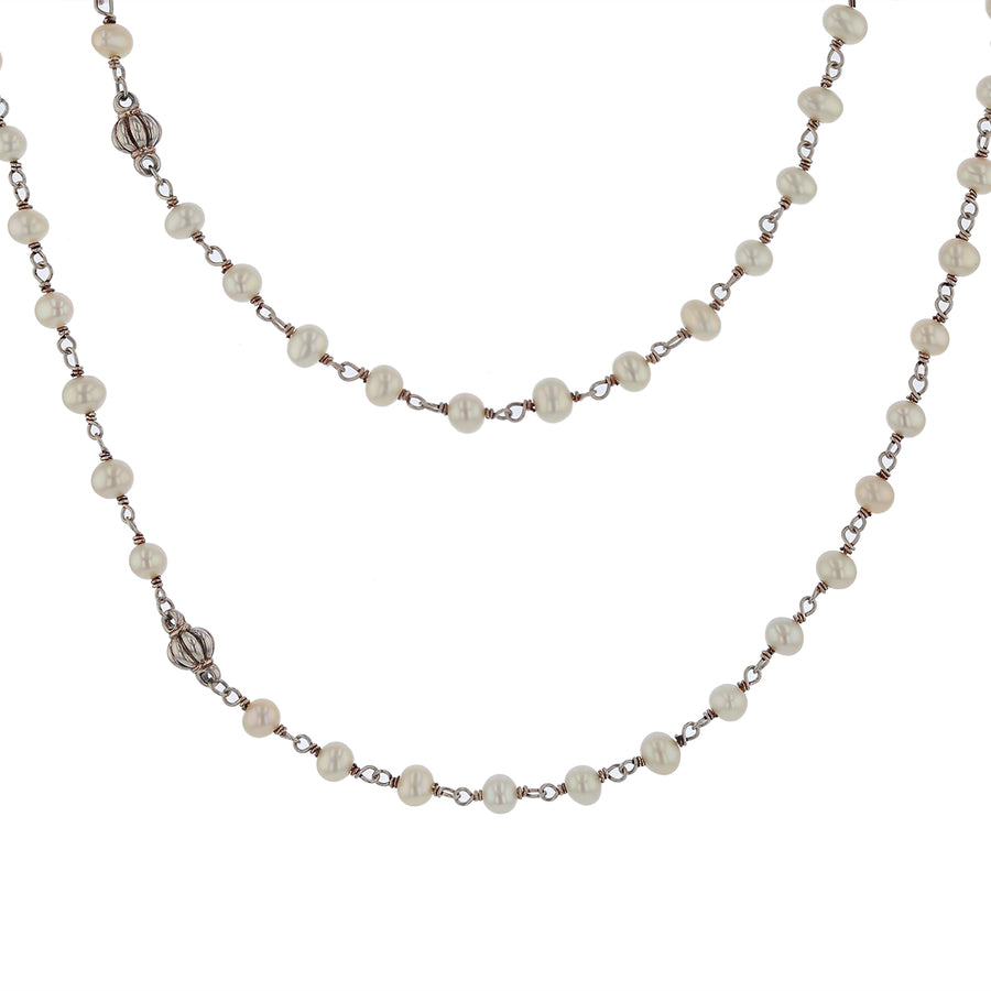 Lagos Cultured Pearl Beaded Necklace in Sterling Silver 35"