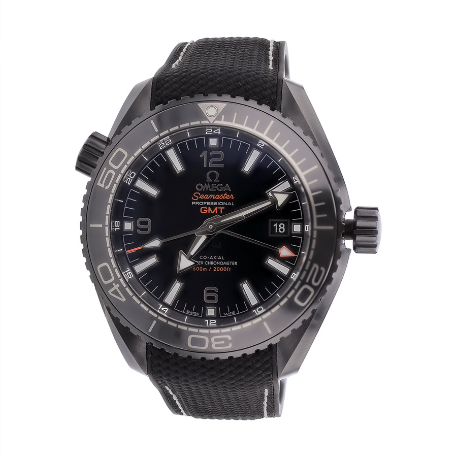 45.5mm Omega Seamaster Planet Ocean Watch with Black Dial in Black Ceramic, Strap