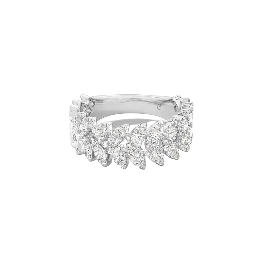 Aerial 1.54ct Diamond Double Dewdrop Ring in 18K White Gold, size 6.5