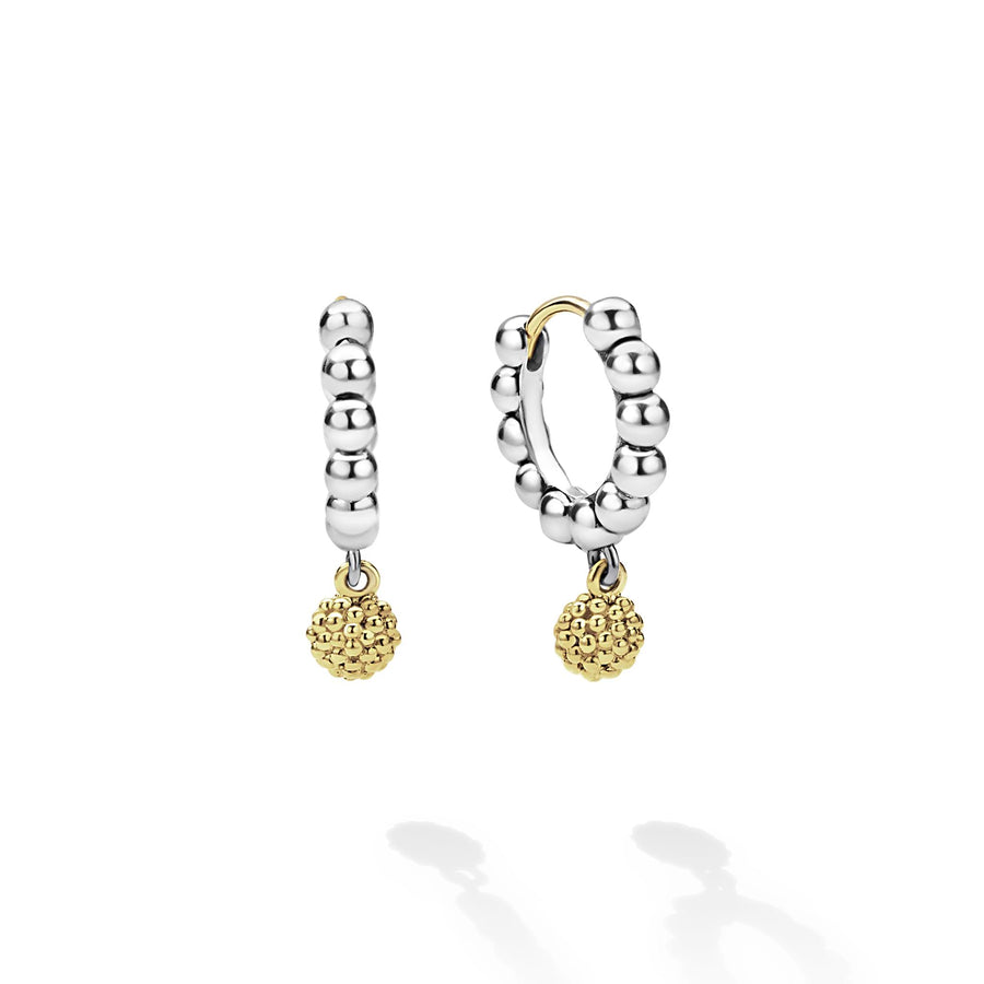 Caviar Icon 5mm Beaded Huggie Earrings in 18K Yellow Gold and Sterling Silver