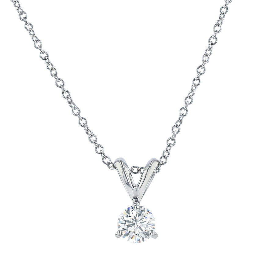 0.75ct Round Brilliant Diamond Pendant in 14K White Gold on 18" Chain