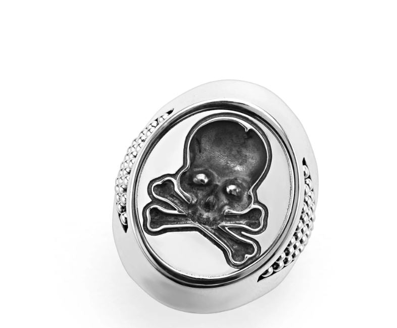 Anthem Wax Sealed Skull Ring in Sterling Silver, Size 10