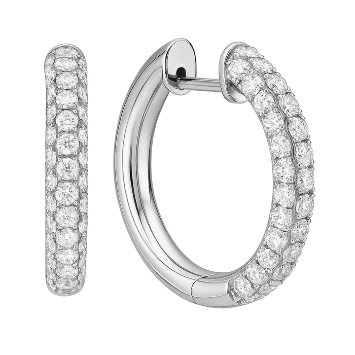 1.08ct Diamond Hoop Earrings in 18K White Gold