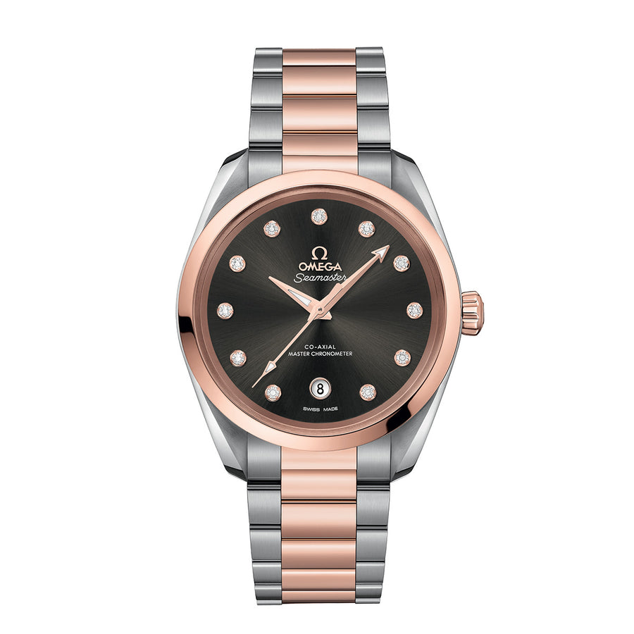 38mm Aqua Terra 150M Grey Diamond Dial Markers and Date Smooth Bezel Watch