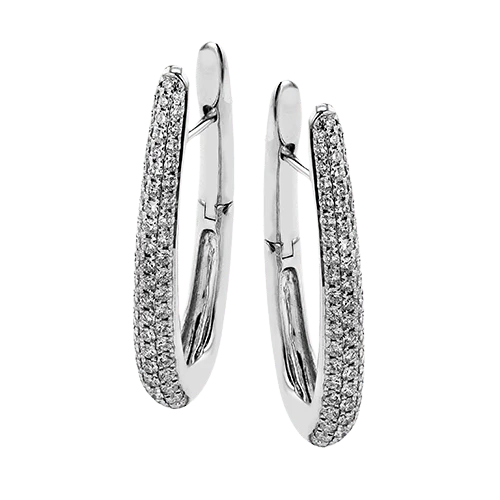 1.35ct Diamond Oval Hoop Earrings in 18K White Gold