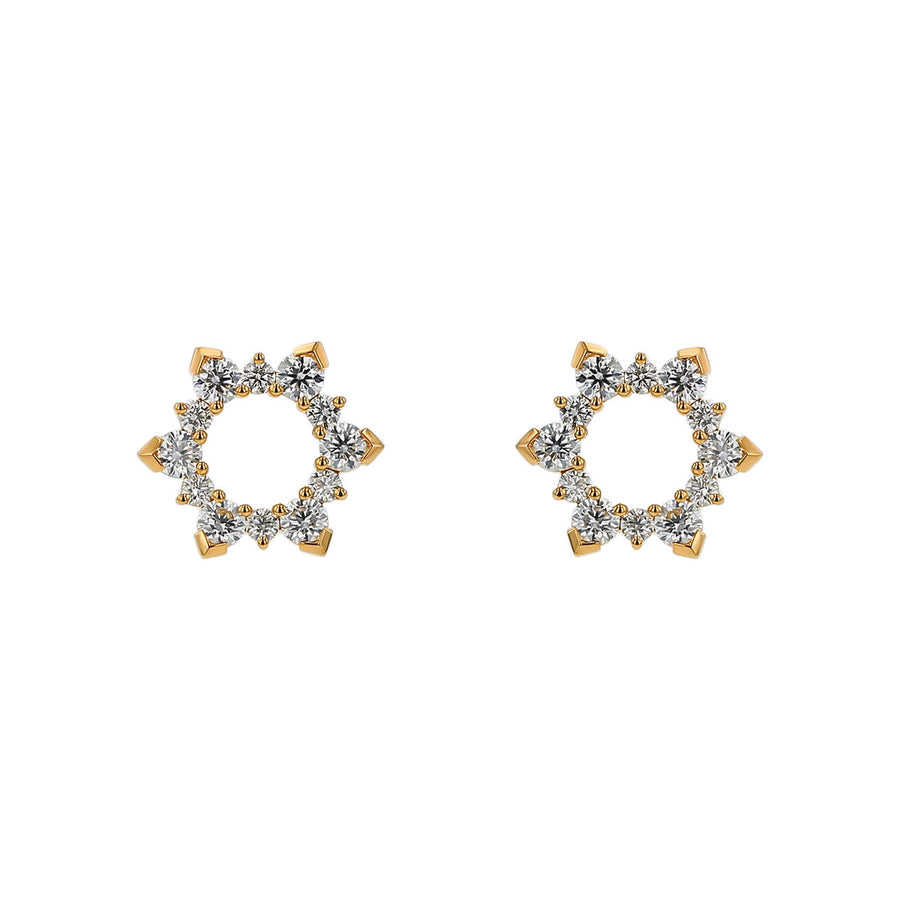 Aerial Sunburst 0.49-0.56ct Diamond Stud Earrings in 18K Yellow Gold