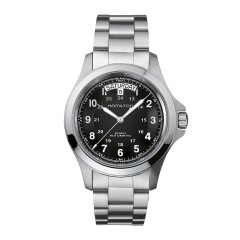 40mm Khaki Field King Automatic Watch with Black Dial in Stainless Steel, Bracelet