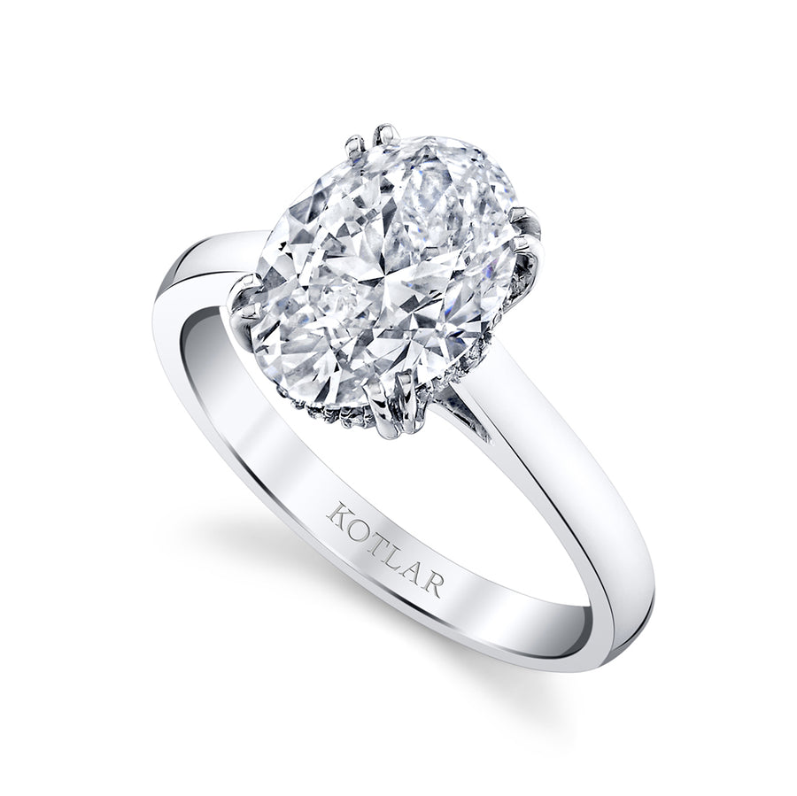 Petite 2.69ct Oval Diamond and 0.07ct Diamond Solitaire Ring in Platinum, size 5.75