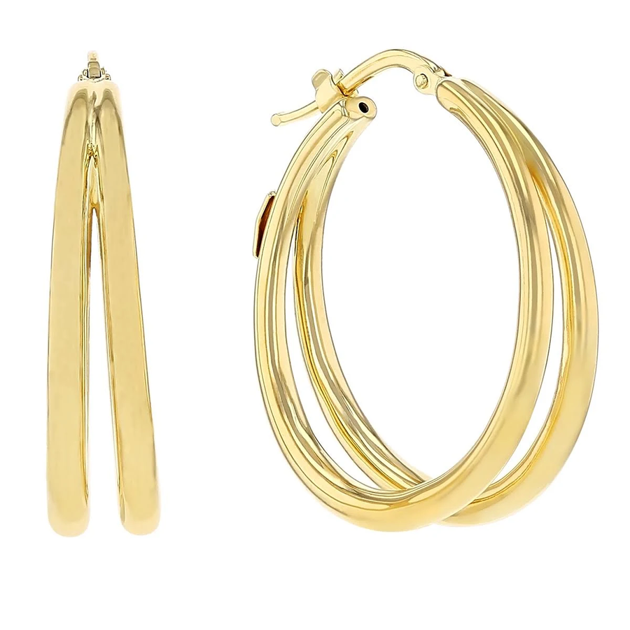 Oro Classic Double Hoop Earrings in 18K Yellow Gold