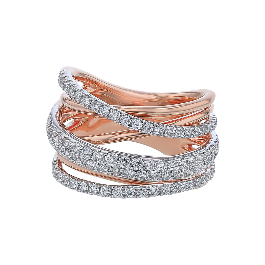 1.11ct Diamond Ring in 14K White and Rose Gold, size 7