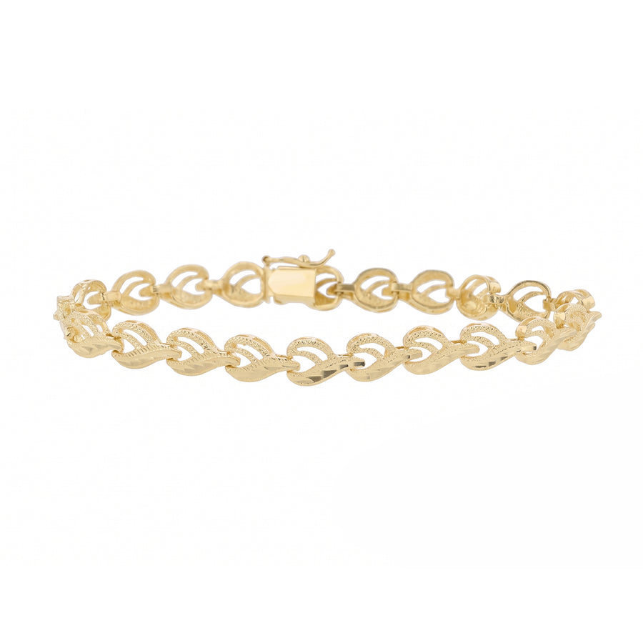 Heart Shaped Bracelet in 14K Yellow Gold 7"