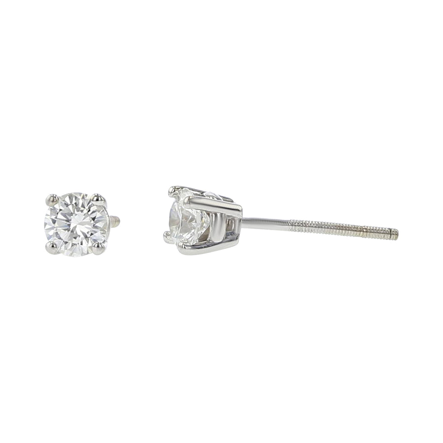 14K White Gold Diamond 4-Prong Stud Earrings