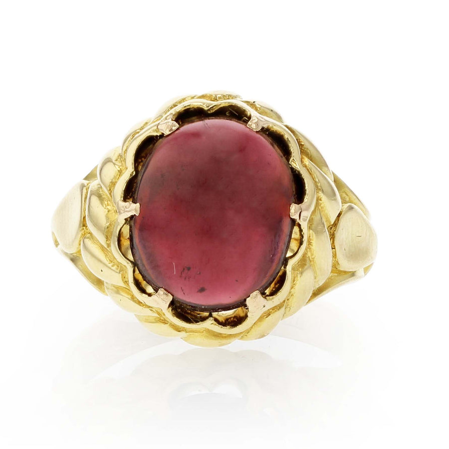 Art Nouveau Garnet Ring in 18K Yellow Gold, English Circa 1915