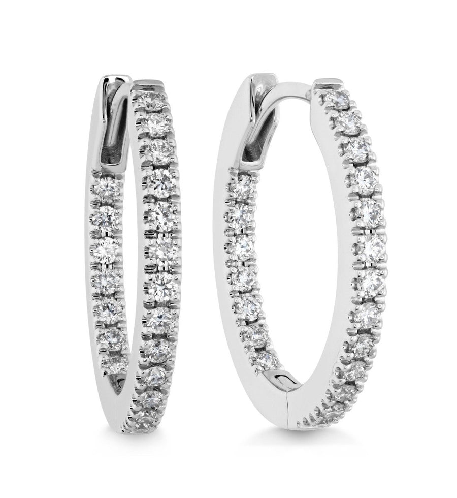 0.31-0.36Ct Diamond Oval Hoops in 18K White Gold