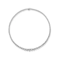 4.20ct Round Diamond Graduated Tennis Necklace in 18K White Gold, 17"