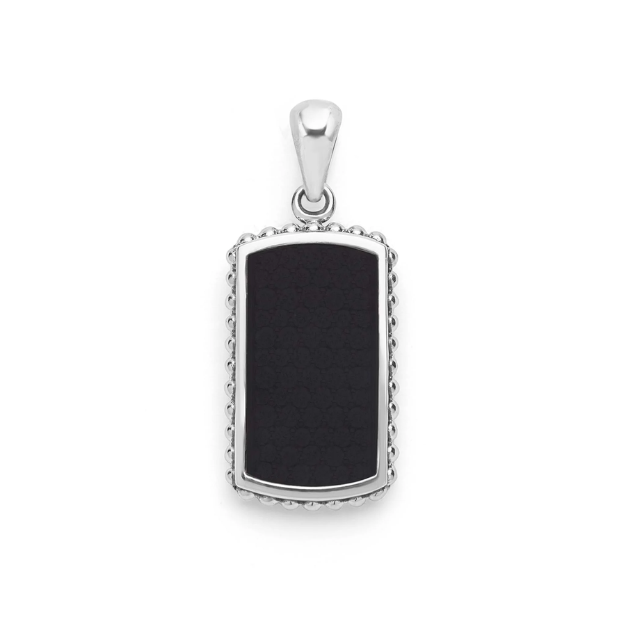 Anthem Black Agate 34x14mm ID Tag Pendant in Sterling Silver