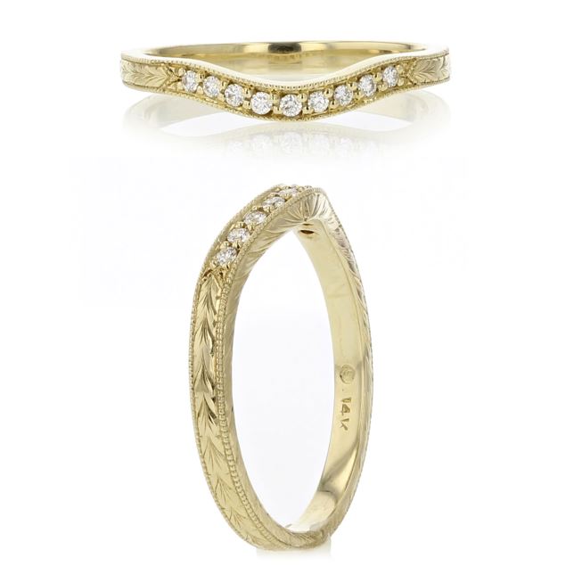 0.09ct Diamond Curved Band in 14K Yellow Gold, Size 7