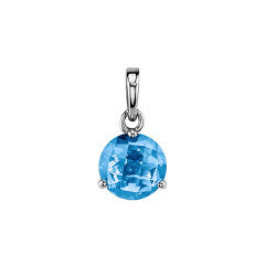 A 2.11ct blue topaz in a 3-prong pendant setting, crafted in 14K white gold, suspended from an 18-inch chain.