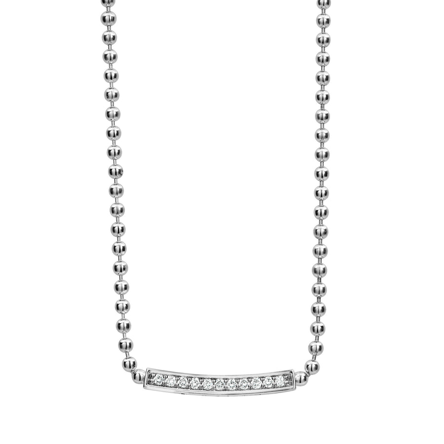 Caviar Spark 0.28ct Diamond 25mm Bar Necklace in Sterling Silver, 16-18"