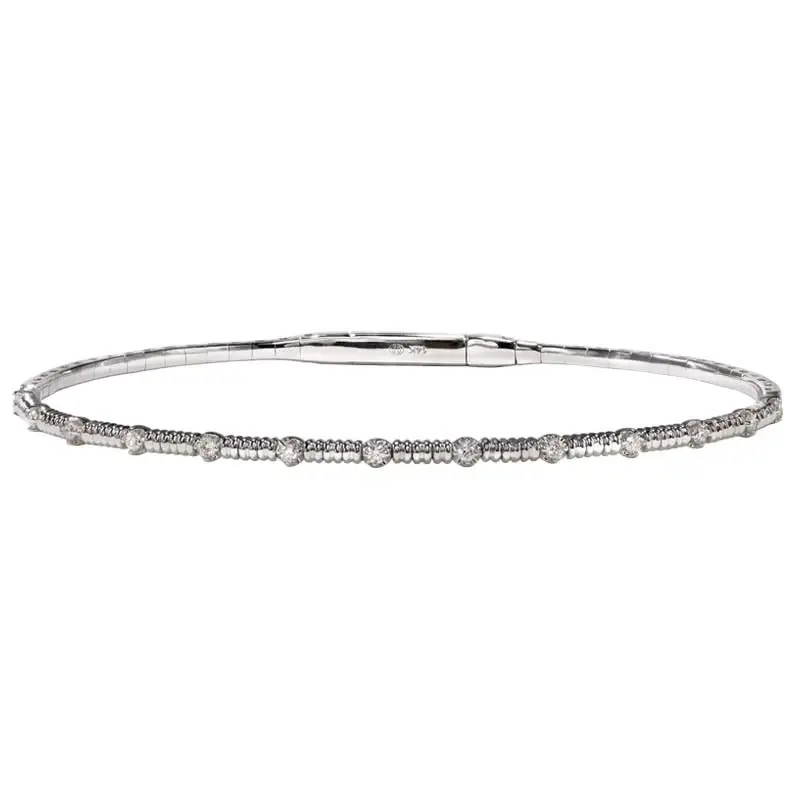 0.21ct Round Diamond Bangle Bracelet in 14K White Gold