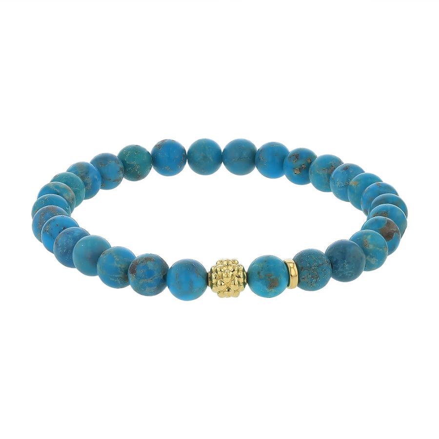 LAGOS Stretch Bead Bracelet in Turquoise and 18K Yellow Gold