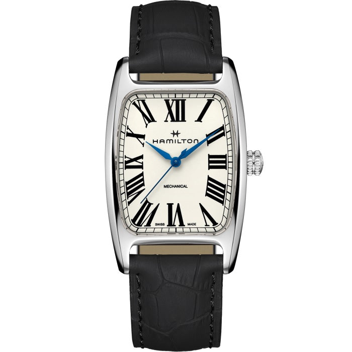 American Classic Boulton Mechanical Watch with White Roman Dial in Stainless Steel, Strap