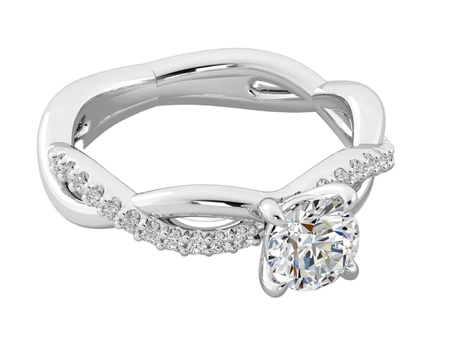 Bella 0.16ct Diamond Crossover Ring Semi Mount in Platinum with 1.00ct Round CZ Center