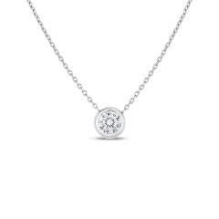 Diamonds by the Inch 0.19ct Round Diamond Bezel Set Necklace in 18K White Gold, 20"