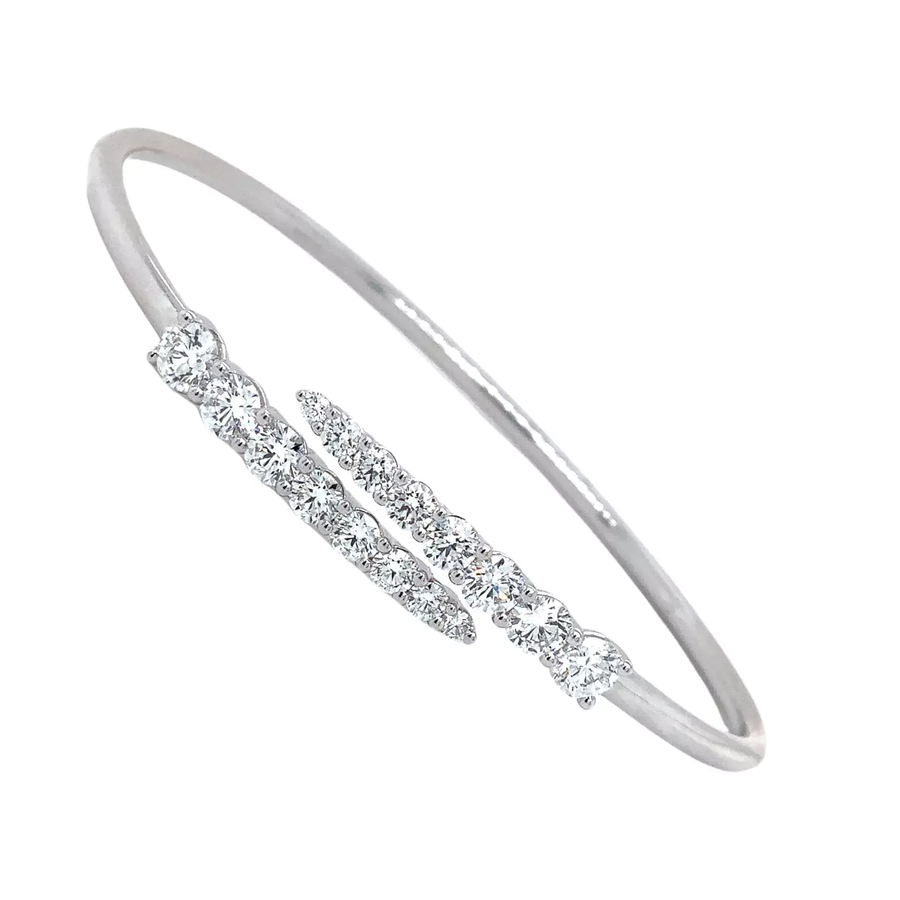 Identity 1.05-1.17ct Diamond Bangle Bracelet in 18K White Gold Size Medium