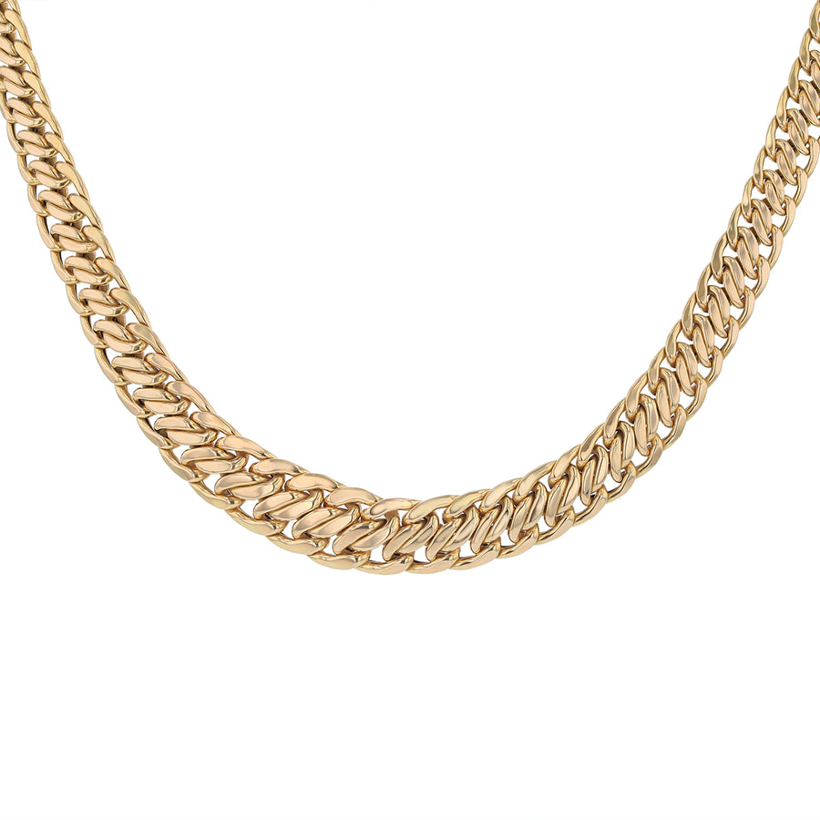 Tapered Curbed Link Necklace in 14K Yellow Gold, 17"