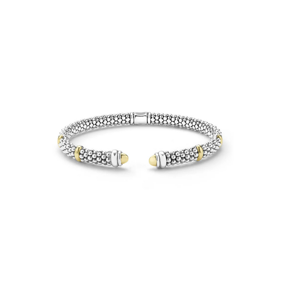 Caviar Versa 5mm Cuff Bracelet in Sterling Silver and 18K Yellow Gold, size 7
