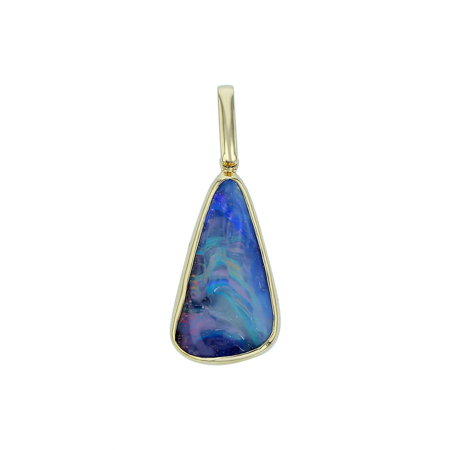 Australian Boulder Opal Pendant in 14K Yellow Gold, without chain