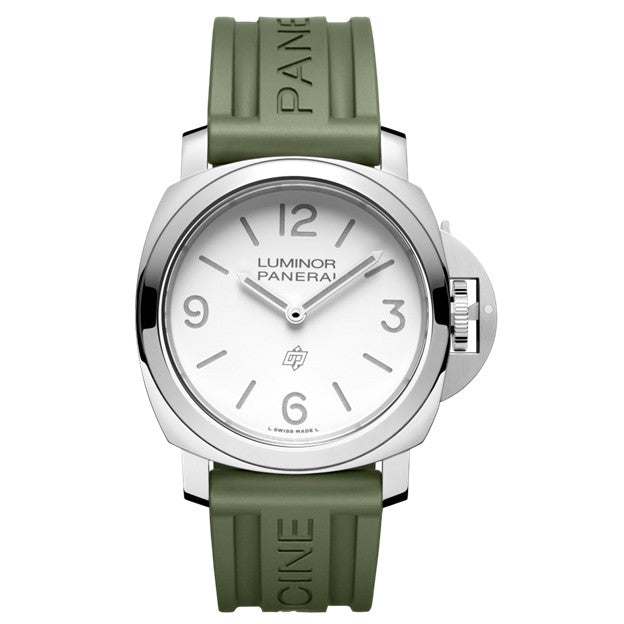 44mm Luminor Base Logo Watch with White Dial in Stainless Steel, Strap