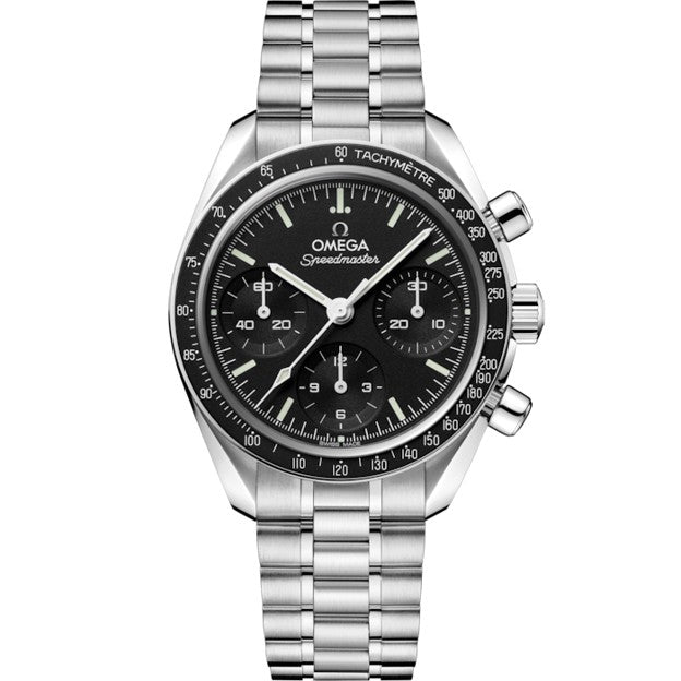 38mm Speedmaster Watch with Black Dial in Stainless Steel, Bracelet