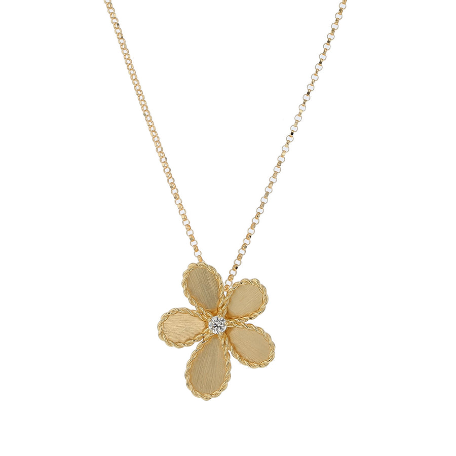 0.06Ct Diamond Flower Pendant on Chain in 18k Yellow Gold, 18in