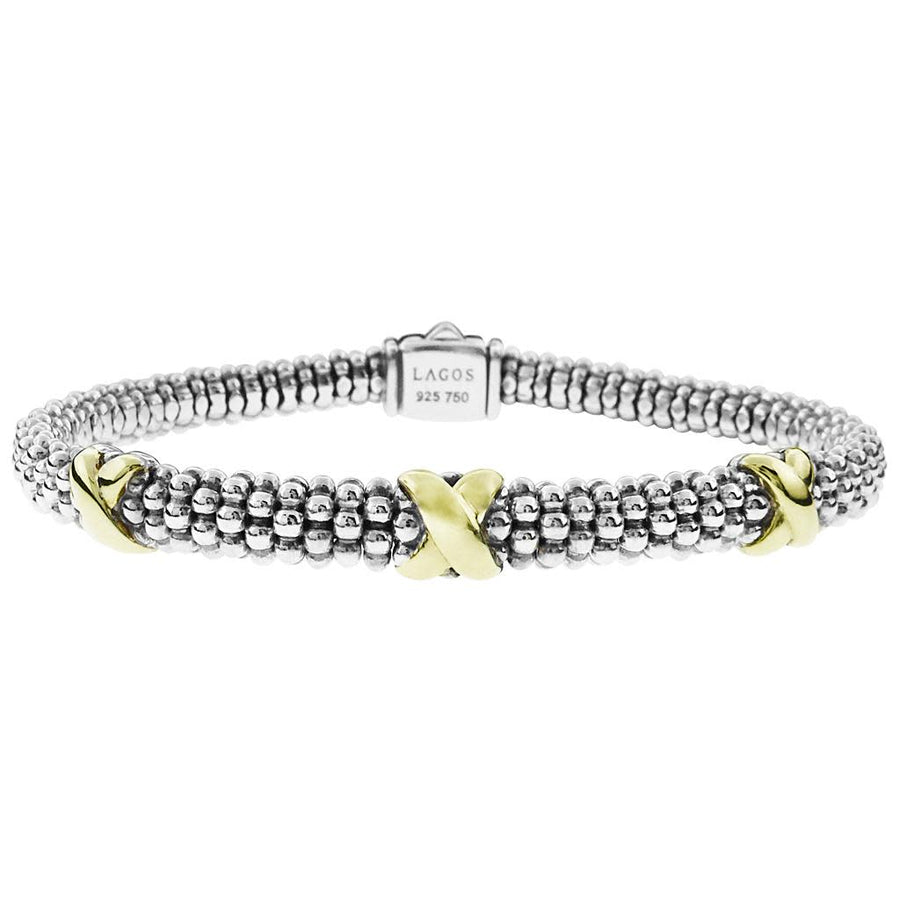 Embrace Triple X 6mm Rope Bracelet in Sterling Silver and 18K Yellow Gold Size Medium