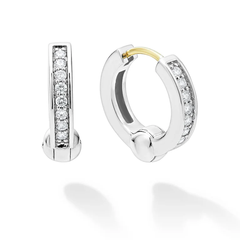 Caviar Spark 0.23ct Diamond 15mm Huggie Hoop Earring in Sterling Silver