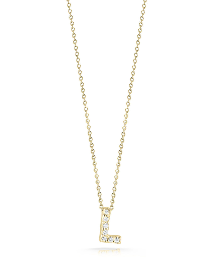 Tiny Treasures 0.03ct Diamond Love Letter "L" Pendant in 18K Yellow Gold, 16-18" chain